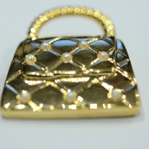 Vintage Marvella Quilted Handbag with Pearl Seeds Brooch Pin - Picture 4 of 5